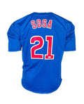 Sammy Sosa signed Chicago Cubs royal blue jersey with Beckett certification and number 21