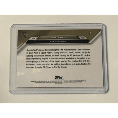 Jamal Haynes* - 2024 Bowman U Now Football Card 1 - NCAA Georgia Tech Beats FSU*