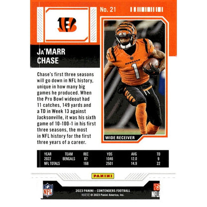 2023 Panini Contenders Ja'Marr Chase* Game Ticket Red - NFL Bengals Football #21
