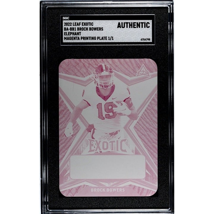 1/1 Brock Bowers RC 2022 Leaf EXOTIC Magenta Elephant Printing Plate - UGA Dogs*