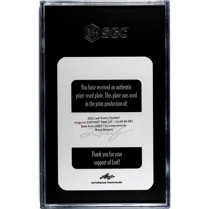 1/1 Brock Bowers RC 2022 Leaf EXOTIC Magenta Elephant Printing Plate - UGA Dogs*