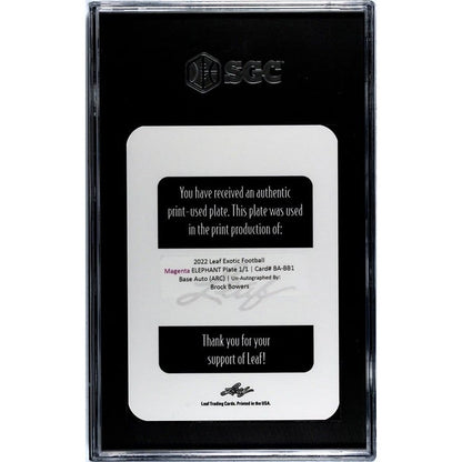 1/1 Brock Bowers RC 2022 Leaf EXOTIC Magenta Elephant Printing Plate - UGA Dogs*