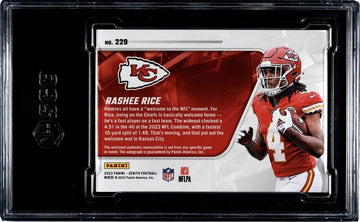 278/299 Rashee Rice RC Auto 2023 Panini Zenith SPARKLE Rookie Patch Chiefs SGC 9