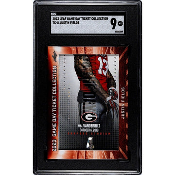 Justin Fields RC 2022 Leaf In Game BIG TICKET Relic #TC-8 Tide/NFL Bears - SGC 9