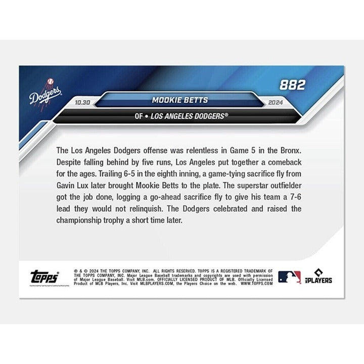 Mookie Betts* 2024 Topps NOW LA Dodgers SAC FLY - WORLD SERIES COMEBACK - READY!
