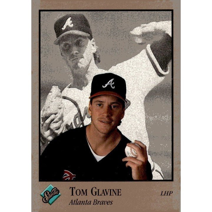 1992 Leaf Studio Tom Glavine* MLB Atlanta Braves Baseball Card #4 - Hall of Fame