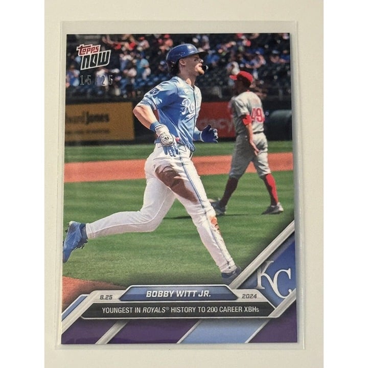 15/25* Bobby Witt Jr. Blue Parallel 2024 Topps Now MLB Royals 200 XBHs Card #596