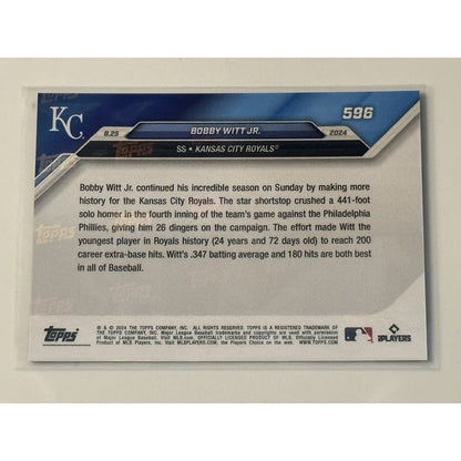 15/25* Bobby Witt Jr. Blue Parallel 2024 Topps Now MLB Royals 200 XBHs Card #596