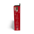 ENHANCE LED Dice Tower Set packaging side view with certification labels and red box design for tabletop RPG dice accessories