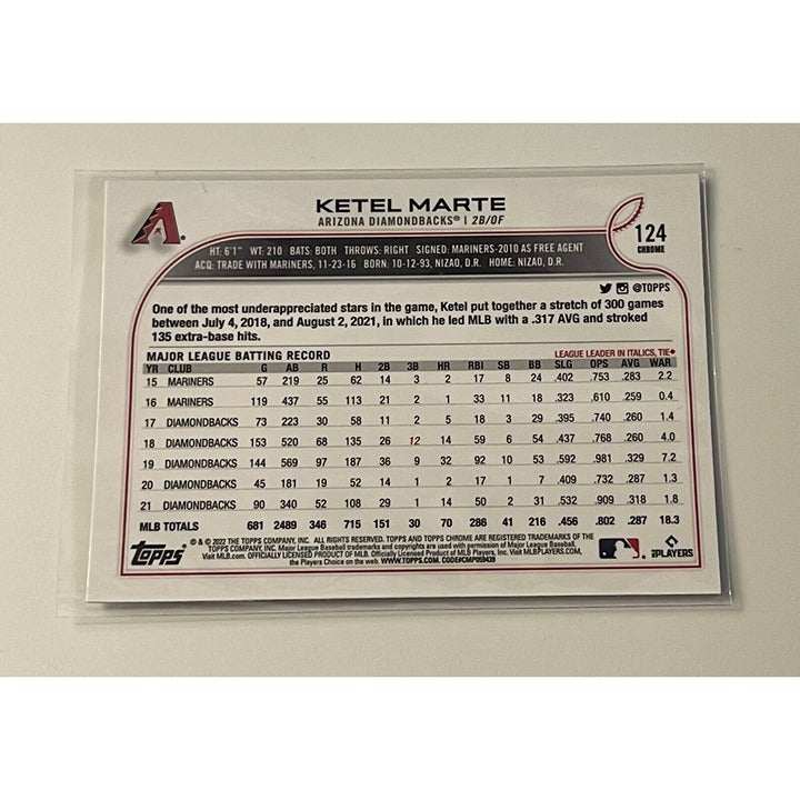 2022 Topps Chrome Ketel Marte MLB Base Prism Card Arizona Diamondbacks
