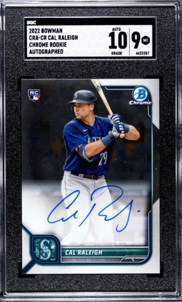 2022 BOWMAN CAL RALEIGH* CHROME RC AUTO Card CRA-CA MLB Seattle Mariners - SGC 9