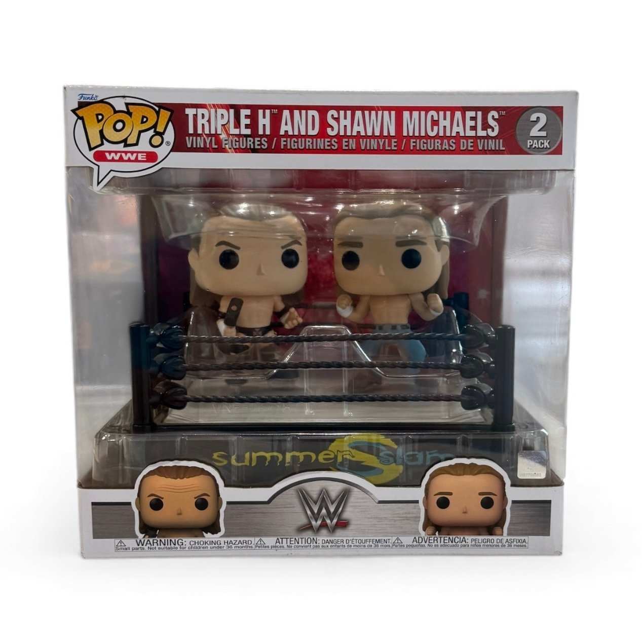 Triple H and Shawn Michaels WWE Summerslam Funko Pop 2-Pack in deluxe display ring collector set