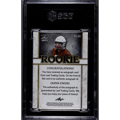 5/50* 2022 Leaf Ultimate Draft TEXAS QUINN EWERS RC Auto Navy SSP #RA-QE1 SGC 9