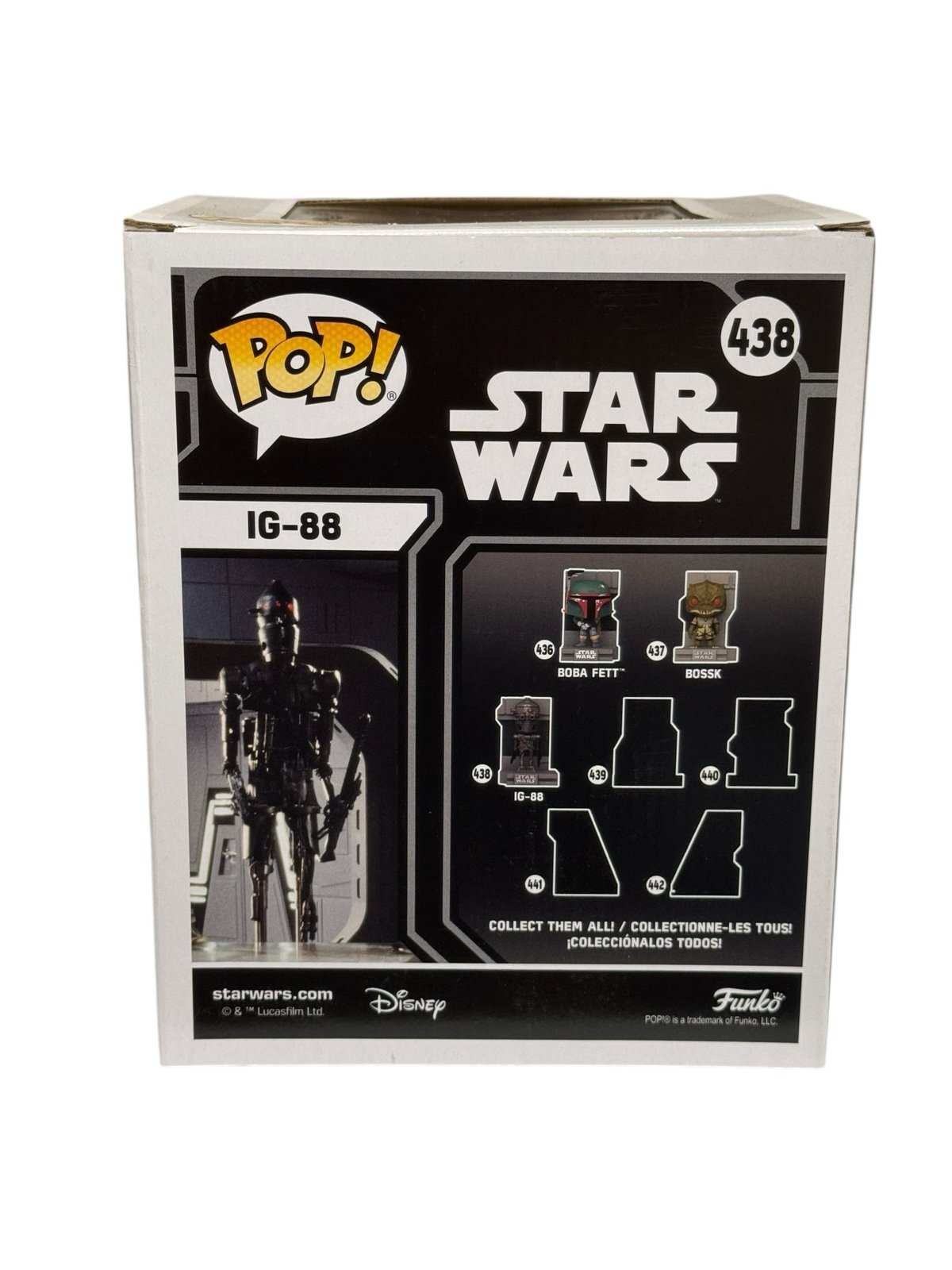 Funko Pop Star Wars IG-88 collectible figure box from Bounty Hunters GameStop Exclusive series