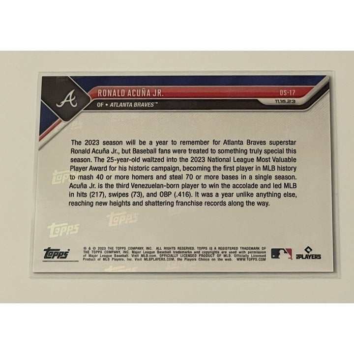 Ronald Acuna Jr. 2023 MLB Topps Now Braves MVP baseball card