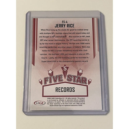 2023 SAGE HIT Five Star Jerry Rice /Player of the Year NFL HOF 49ers Card #FS-4*