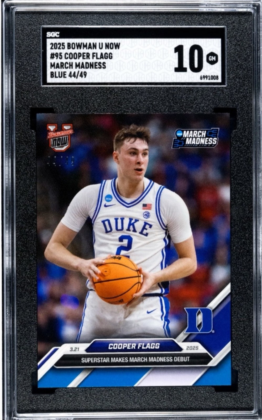 44/49* COOPER FLAGG RC 2024-25 Topps Bowman U NOW #95 Duke/NBA Mavericks SGC 10