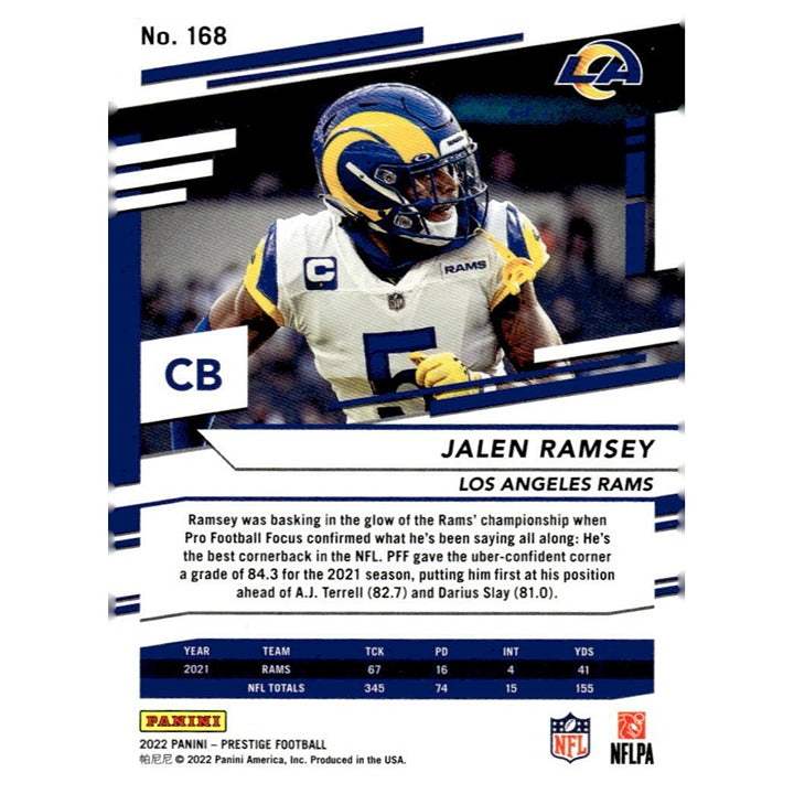 2022 Panini Prestige Jalen Ramsey Los Angeles Rams NFL football trading card #168