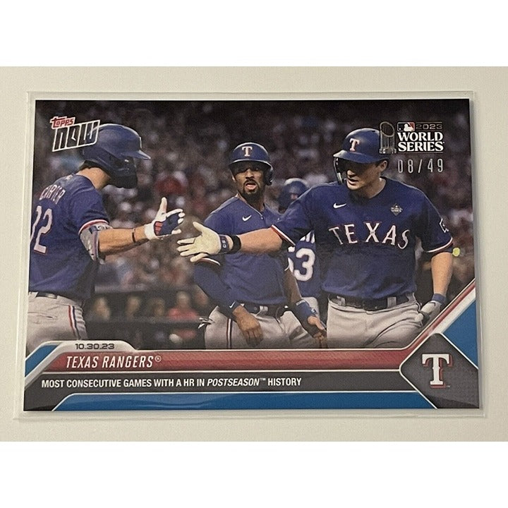 Texas Rangers* 8/49 Most Consecutive Games W/ HR 2023 MLB TOPPS NOW - Card 1065*