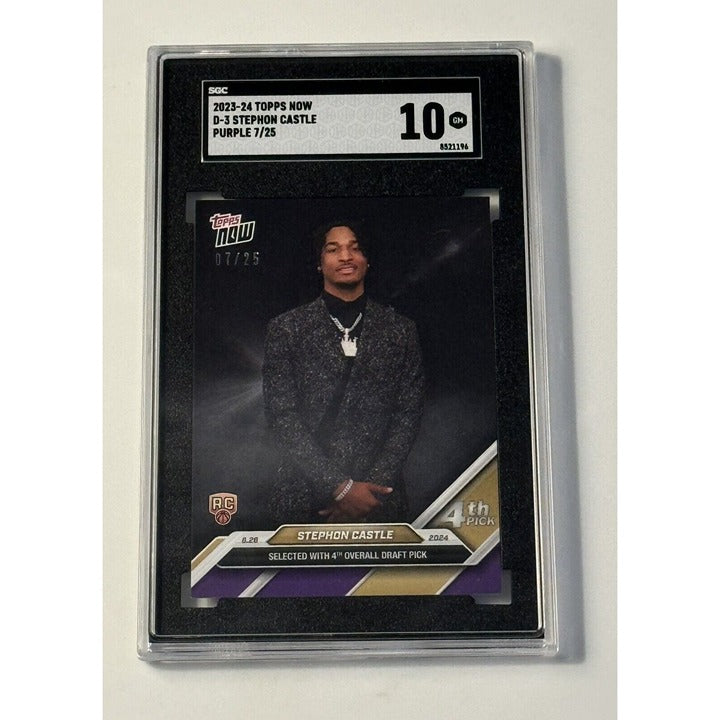 7/25* Stephon Castle 2024 Topps Now NBA #D-3 Draft Night Rookie SA Spurs SGC 10*
