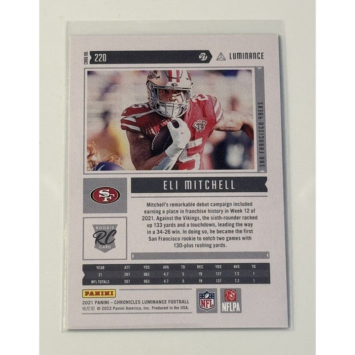 Eli Mitchell RC 2021 Panini Chronicles Luminance Rookie Card #220 - NFL SF 49ers