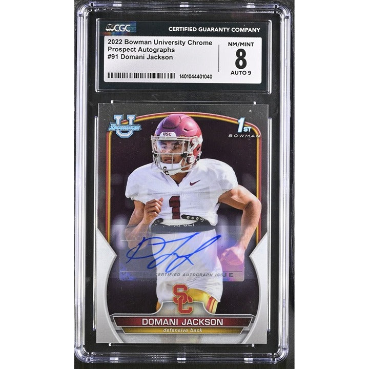 2022 Bowman University Chrome Domani Jackson RC Autograph Bama/Trojans #91 CGC 8