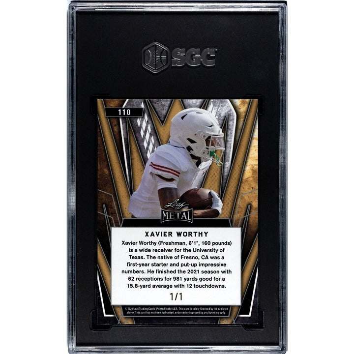 2024 Leaf Metal Sky Mojo 1/1 Xavier Worthy RC NFL Chiefs rookie card graded SGC 10