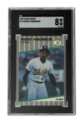 1989 Fleer Update Rickey Henderson Oakland A’s baseball card graded SGC 8 NM-MT in protective case