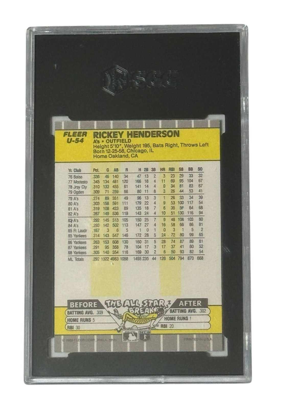 1989 Fleer Update Rickey Henderson baseball card SGC 8 Oakland A's vintage collectible