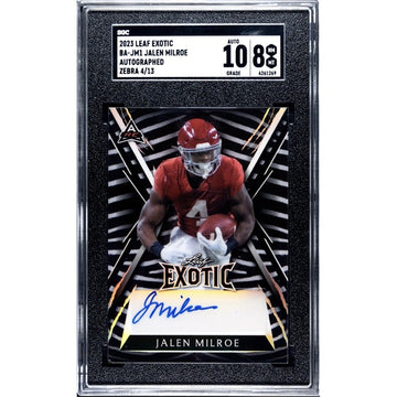 4/13* 2023 Leaf Exotic JALEN MILROE RC* Auto Zebra Print #BA-JM1 Alabama - SGC 8