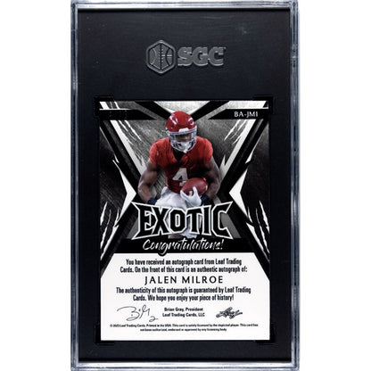 4/13* 2023 Leaf Exotic JALEN MILROE RC* Auto Zebra Print #BA-JM1 Alabama - SGC 8