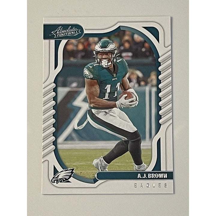 A.J. Brown 2022 Panini Absolute Football card showing Eagles player in action