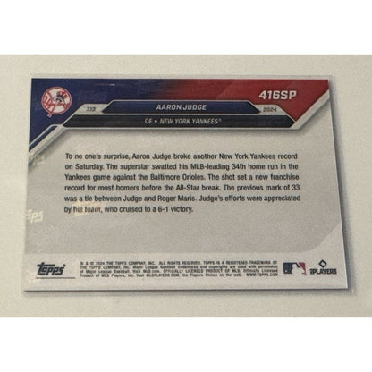 Aaron Judge* 2024 MLB Topps Now #416SP Rainbow FOIL Image VARIATION - NY YANKEES