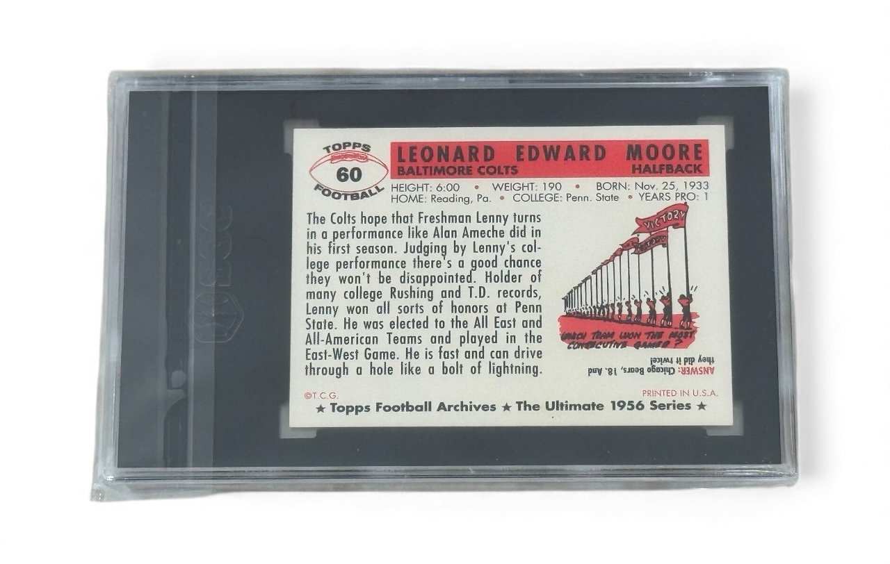 REPRINT 1956 Topps Lenny Moore football card Baltimore Colts graded SGC 8.5 NM-MT in protective slab