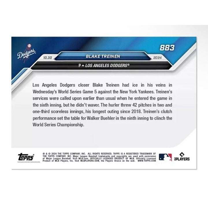 2024 MLB WS Topps Now Blake Treinen LA Dodgers World Series baseball card #883