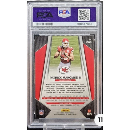 PATRICK MAHOMES RC 2017 PANINI SILVER PRIZM Card #269 ROOKIE NFL KC CHIEFS PSA 7