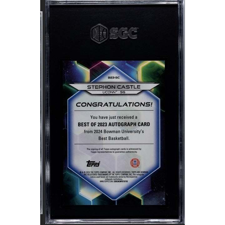 2023 Bowman Best U Stephon Castle RC AUTO UCONN refractor graded 10 basketball rookie card