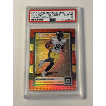 2017 Donruss Optic The Rookies Red Prizm Juju Smith-Schuster RC #16 /99 - PSA 10