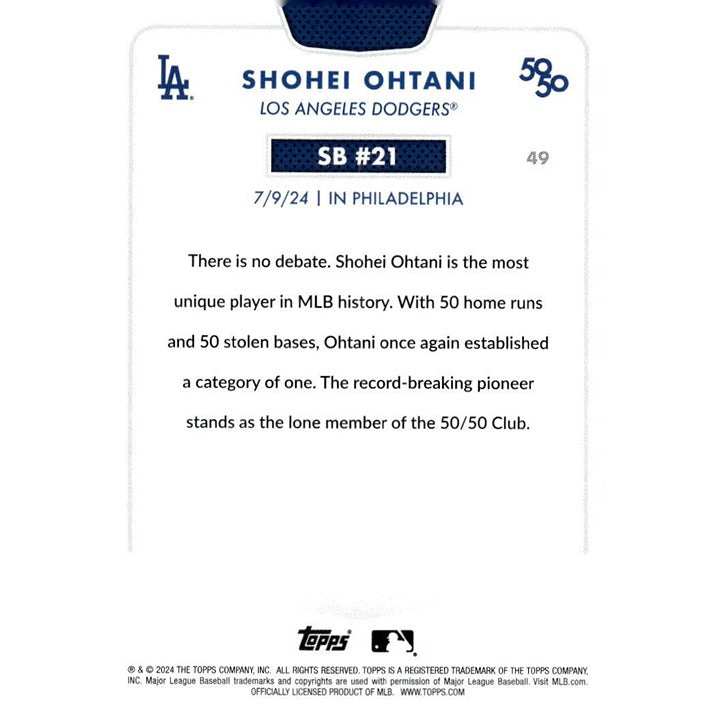 2024 Topps Now Shohei Ohtani LA Dodgers 5050 LIMITED EDITION baseball card sliding base