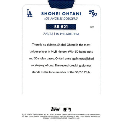 50/50 LIMITED EDITION! Shohei Ohtani MLB LA Dodgers 2024 TOPPS NOW Season #SB 21