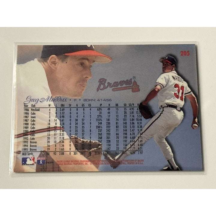 1998 Donruss Preferred Greg Maddux Atlanta Braves baseball card number 205 aluminum stock near mint