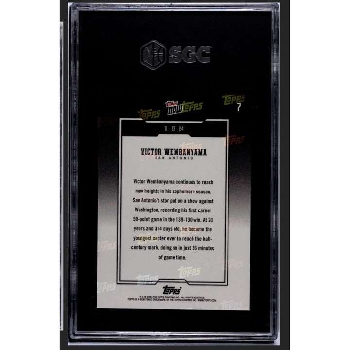 Victor Wembanyama 2024 Topps Now #7 SGC 10 basketball card youngest center 50 points limited edition