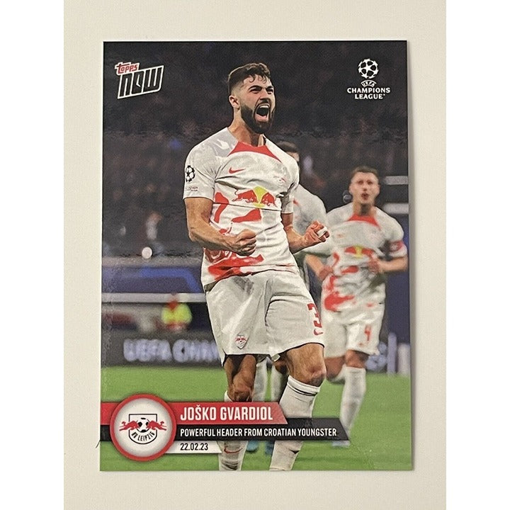 JOSKO GVARDIOL 2023 Topps NOW UCL Card #87 RB Leipzig Scored Header Futbol Card*