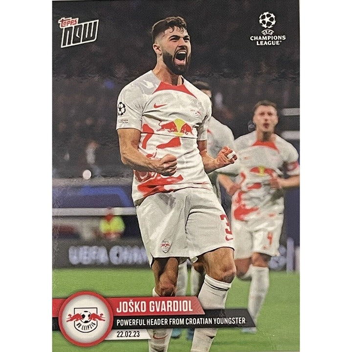 JOSKO GVARDIOL 2023 Topps NOW UCL Card #87 RB Leipzig Scored Header Futbol Card*