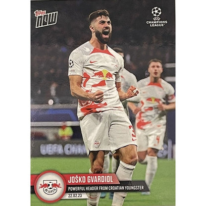 JOSKO GVARDIOL 2023 Topps NOW UCL Card #87 RB Leipzig Scored Header Futbol Card*