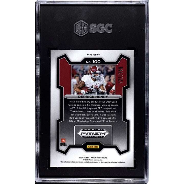 2024 Panini Prizm Derrick Henry Purple Ice football card graded 9.5 by SGC
