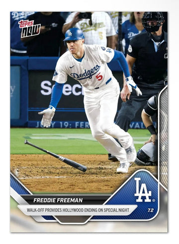 Freddie Freeman 2025 MLB Topps Card 374 - Provides LA walk Off on Special Night
