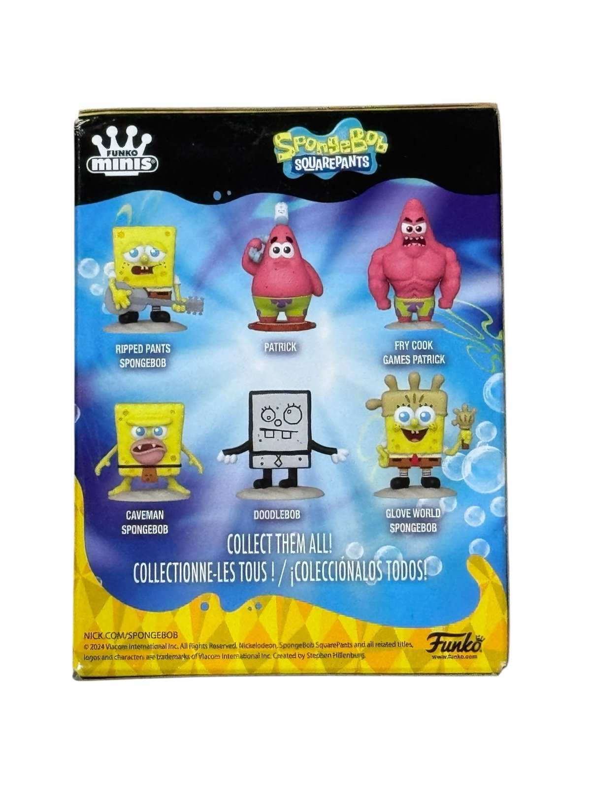 Funko Minis Classic SpongeBob Ripped Pants vinyl figure in original box with collectible SpongeBob SquarePants characters