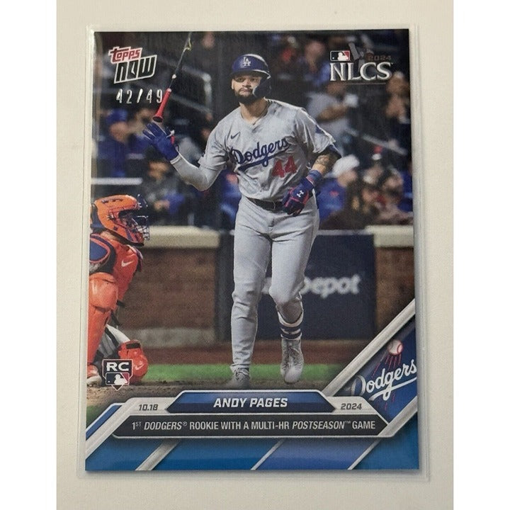42/49* Andy Pages RC* 1st Dodgers Rookie W/Multi-HR Game 2024 MLB Topps NOW #850