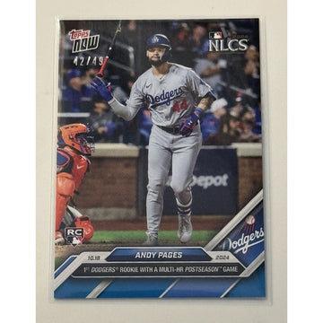 42/49* Andy Pages RC* 1st Dodgers Rookie W/Multi-HR Game 2024 MLB Topps NOW #850